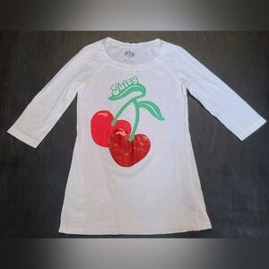 Juicy Couture Y2K White 3/4 Length Sleeves Graphic T-shirt - Cherry